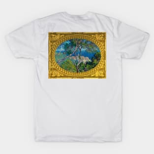 PANTONE MONET -  Gold Framed Bordighera (1884) by Claude Monet landscape T-Shirt